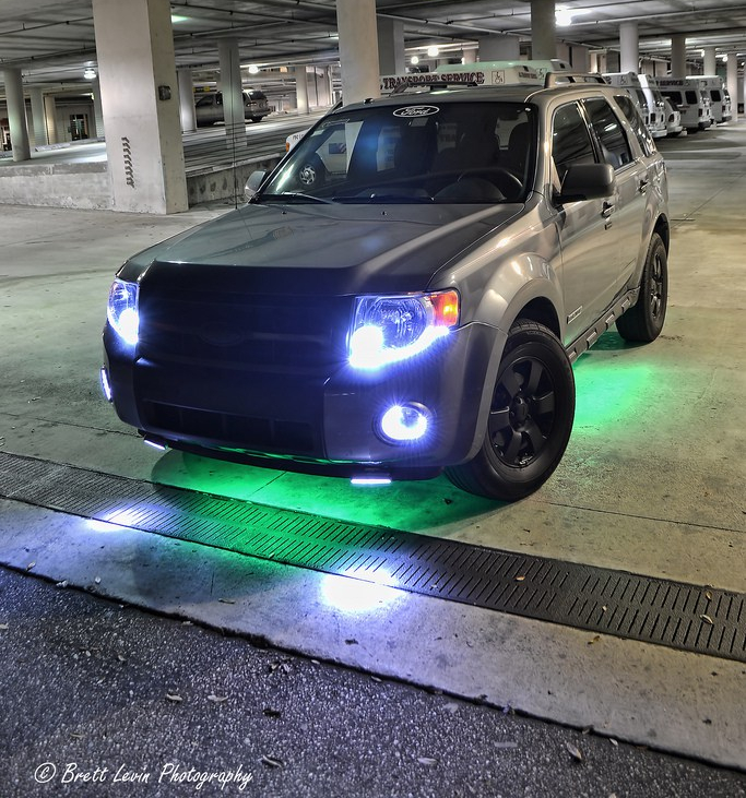 Car with neon lights